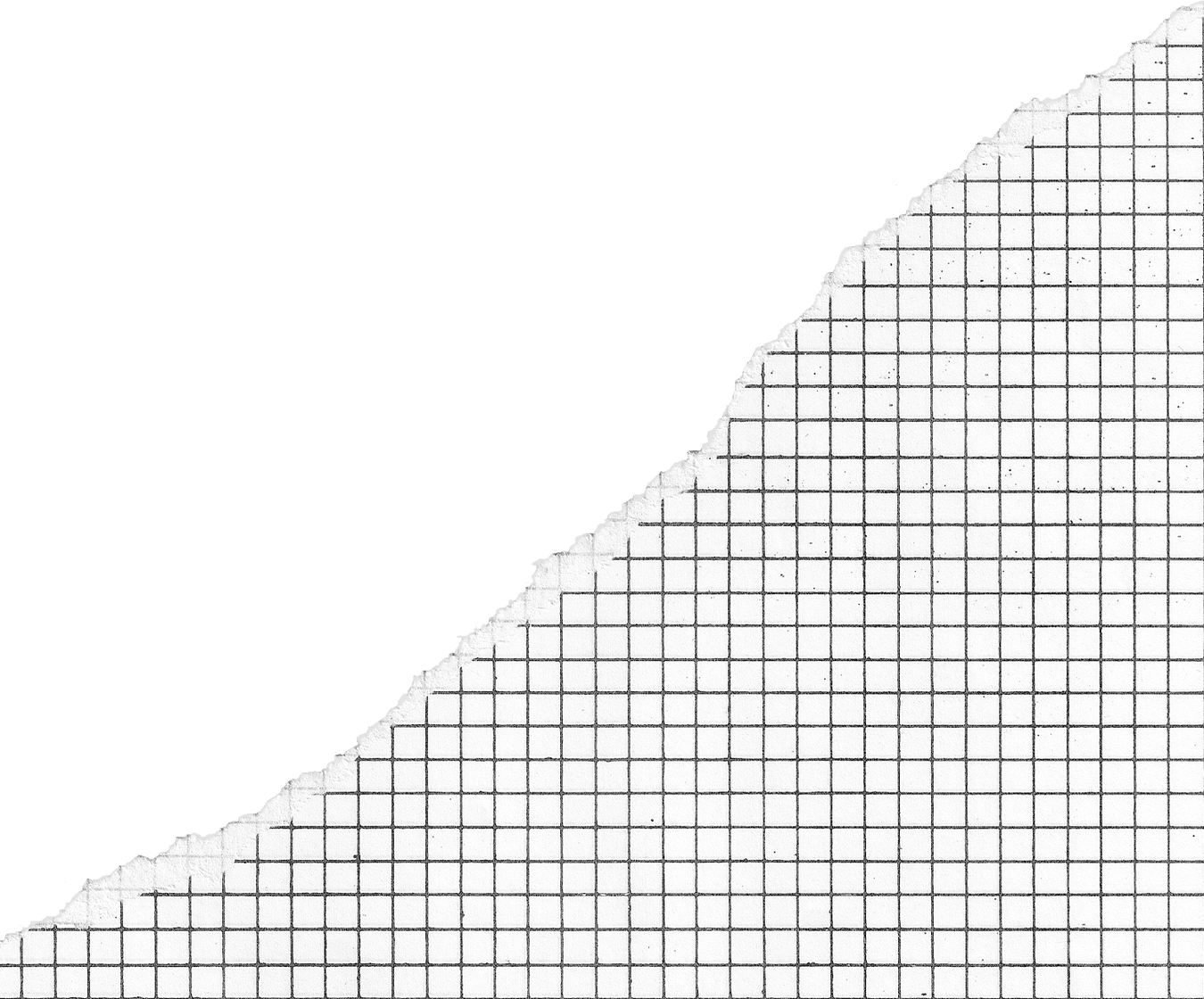 Black and White Graph Paper with One Side Ripped at an Angle