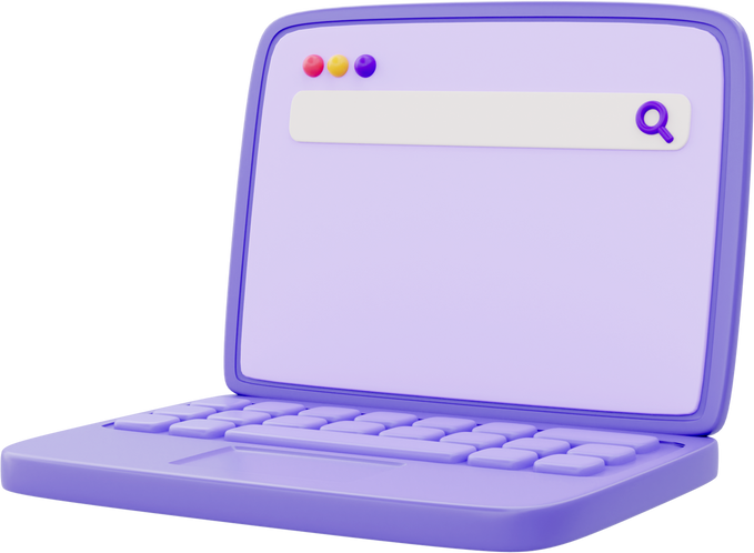 Set of purple computer labtop, 3d rendering.